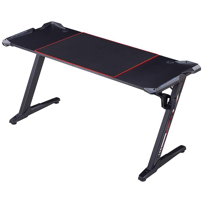 Image 7 Sukim 67 1/2"W Black Metal Gaming Desk with Built-in Outlets more views