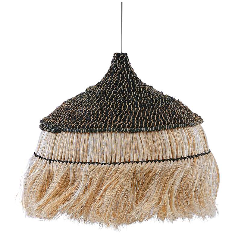 Image 1 Sula Natural and Black Upcycled Abaca Pendant Lamp