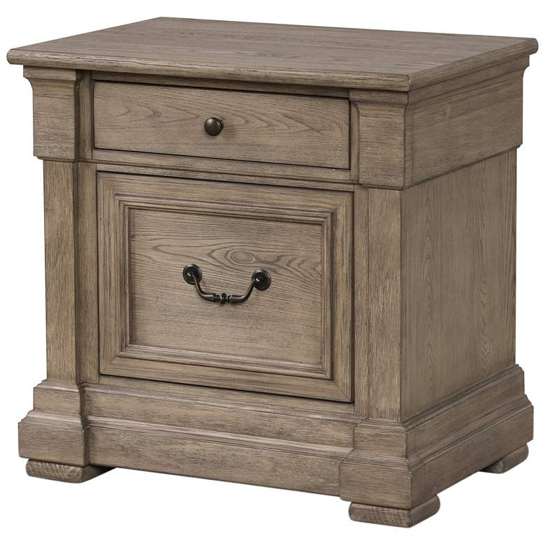 Image 1 Sulca Traditional Weathered Gray 2-Drawer Nightstand