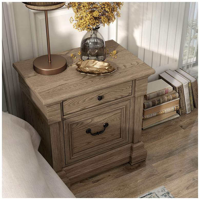 Image 4 Sulca Traditional Weathered Gray 2-Drawer Nightstand more views