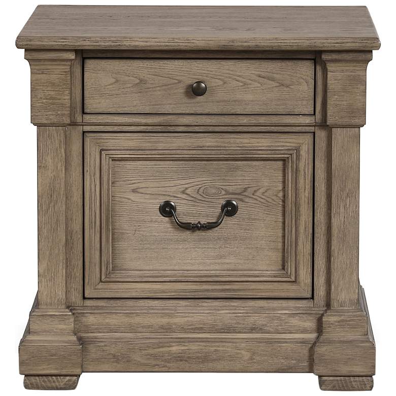 Image 5 Sulca Traditional Weathered Gray 2-Drawer Nightstand more views