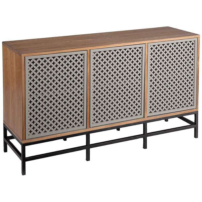 Image 2 Sulham 52" Wide Natural and Gray 3-Door Media Cabinet