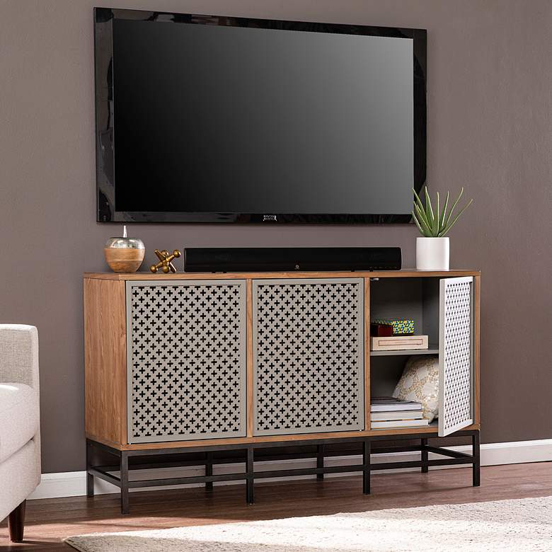 Image 1 Sulham 52" Wide Natural and Gray 3-Door Media Cabinet