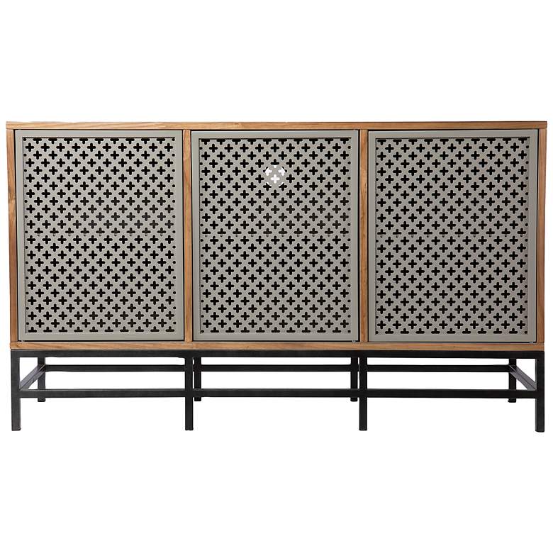 Image 5 Sulham 52" Wide Natural and Gray 3-Door Media Cabinet more views