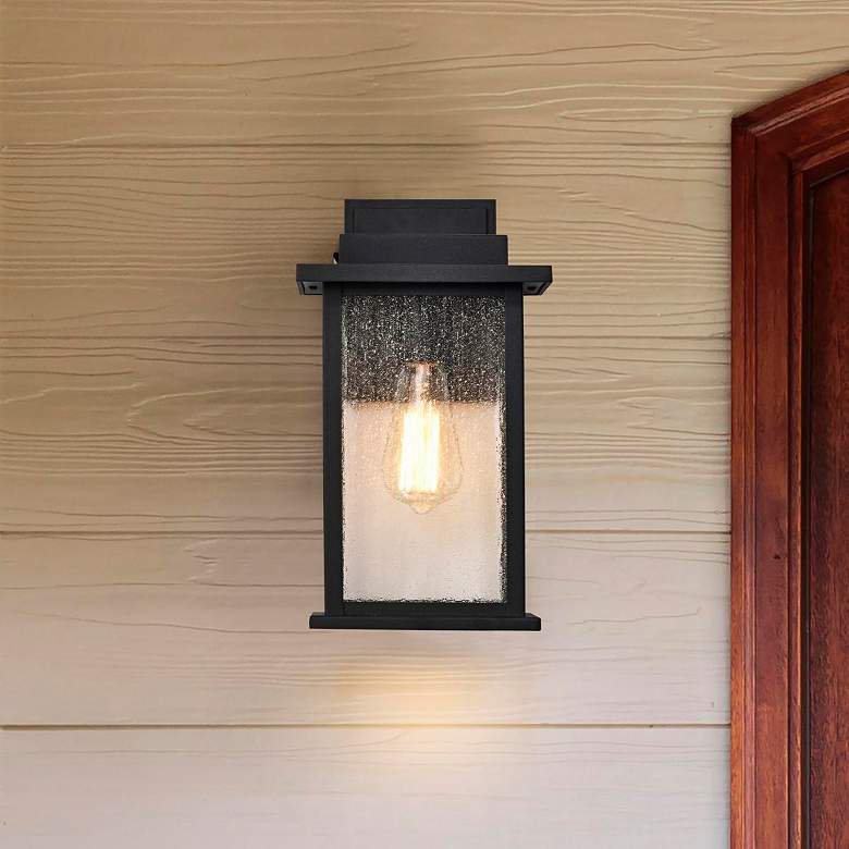 Image 1 Sullivan; 1 Light Medium Wall Lantern; Matte Black with Clear Seeded Glass