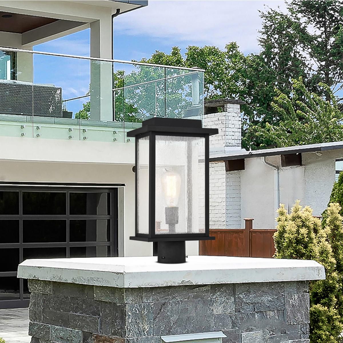 Sullivan 17 1/4" High Matte Black Outdoor Lantern Post Light in scene