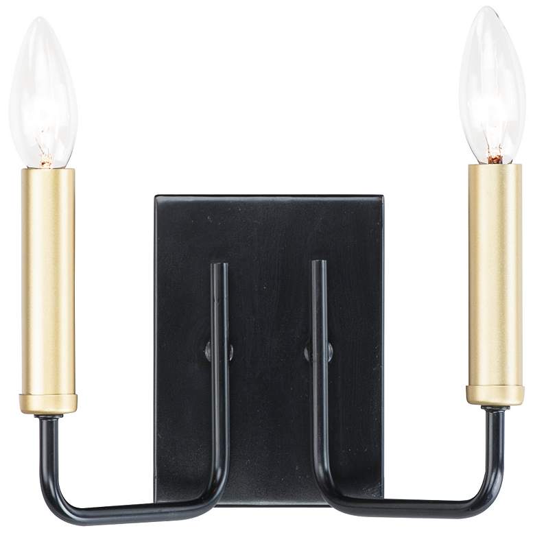 Image 1 Sullivan 2-Light 9.25" Wide Black/Gold Wall Sconce
