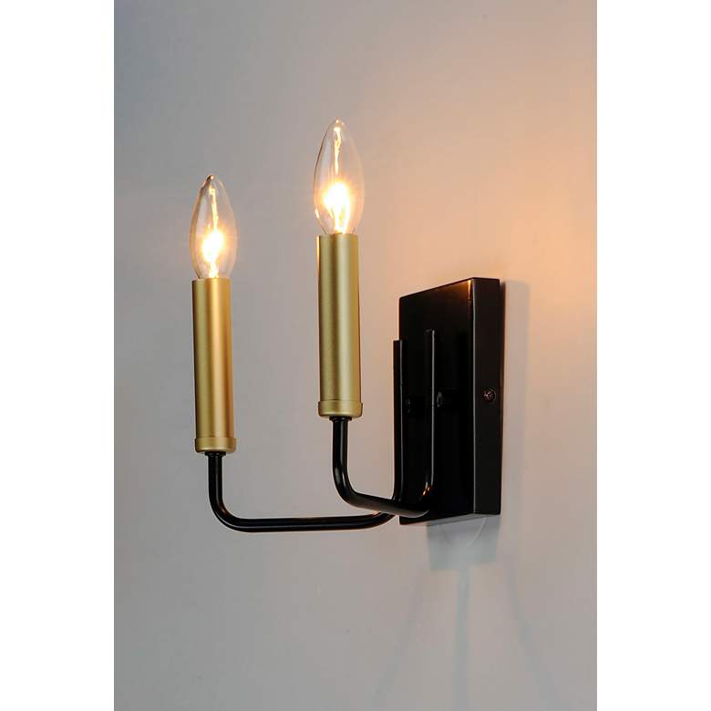Image 2 Sullivan 2-Light 9.25" Wide Black/Gold Wall Sconce more views