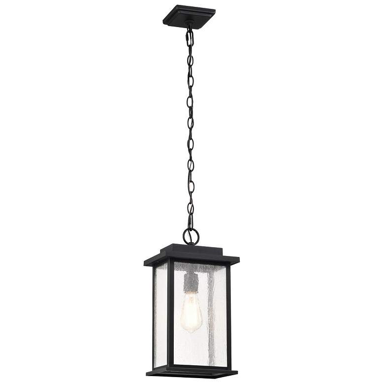 Image 1 Sullivan Outdoor Hanging Lantern; Matte Black Finish; Clear Seeded Glass