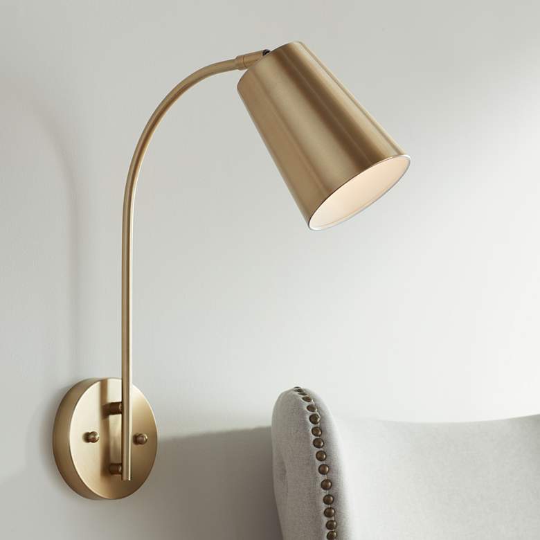 Image 1 Sully Warm Brass Hardwire Wall Lamp