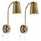 Sully Warm Brass Plug-In Wall Lamps Set of 2