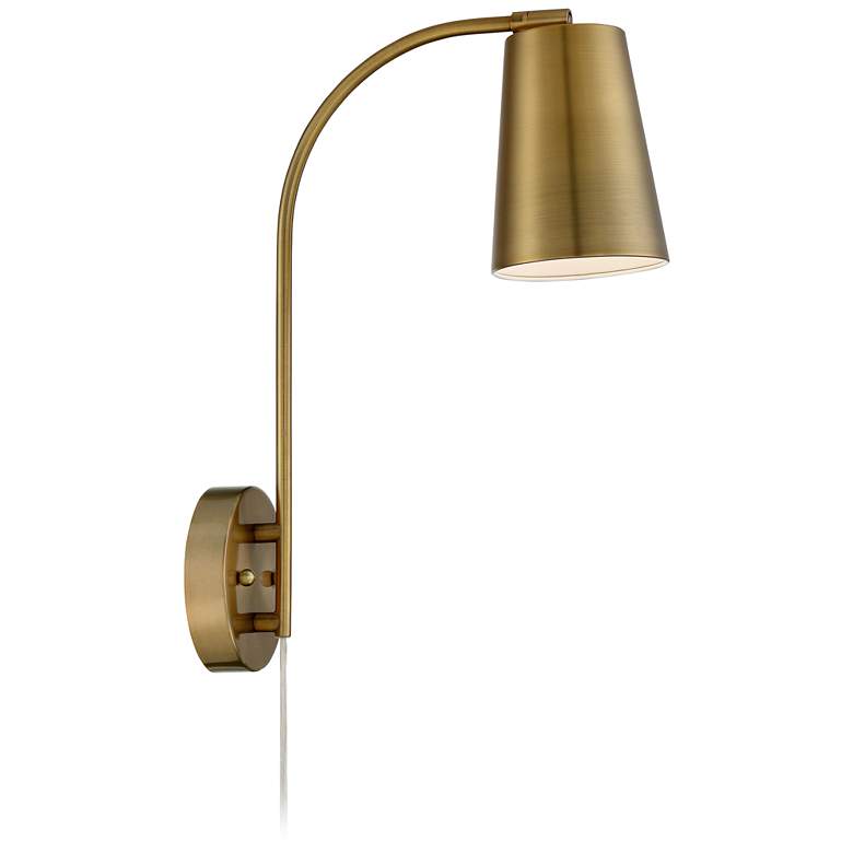 Image 6 Sully Warm Brass Plug-In Wall Lamps Set of 2 more views