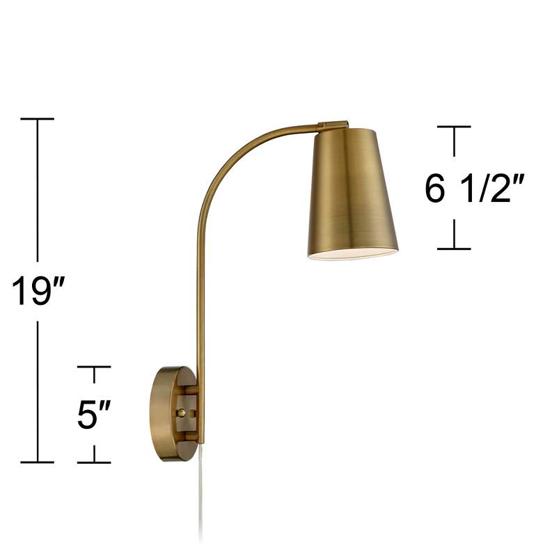 Image 7 Sully Warm Brass Plug-In Wall Lamps Set of 2 more views