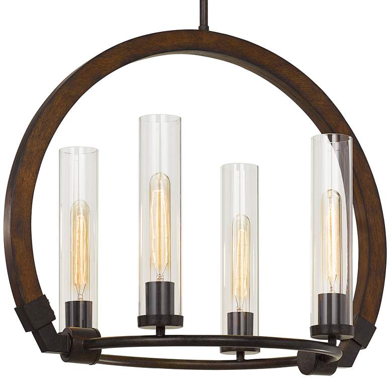 Image 3 Sulmona 24" Wide Iron and Wood 4-Light Chandelier more views