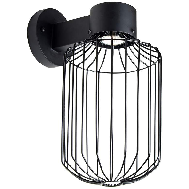 Image 1 Sultana 15 1/4" High Black Cylinder LED Outdoor Wall Light