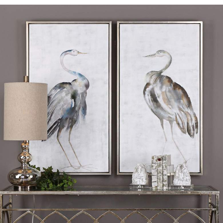 Image 1 Summer Birds 46 3/4 inch High 2-Piece Framed Canvas Wall Art Set