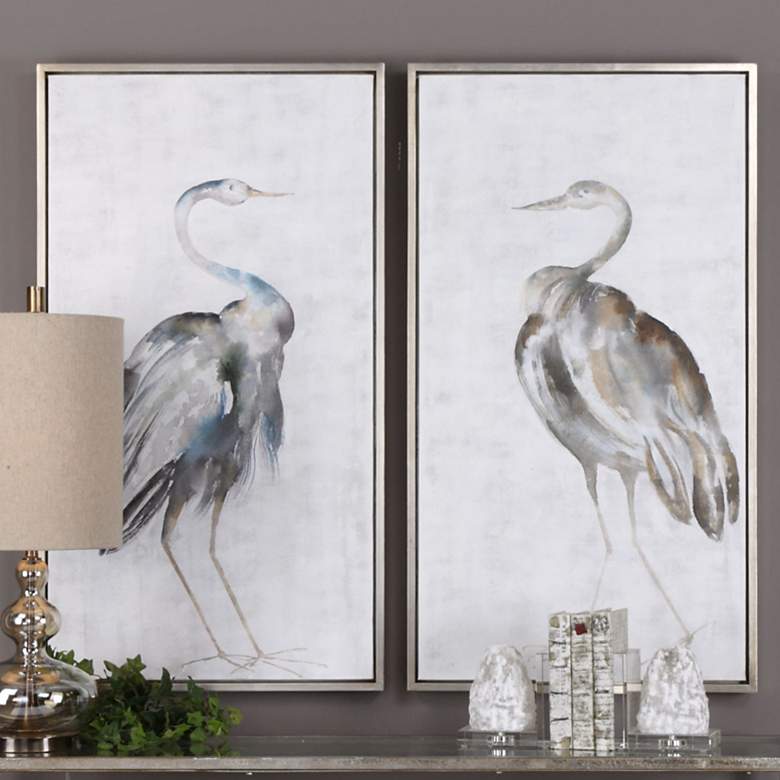 Image 1 Summer Birds 46 3/4 inch High 2-Piece Framed Canvas Wall Art Set