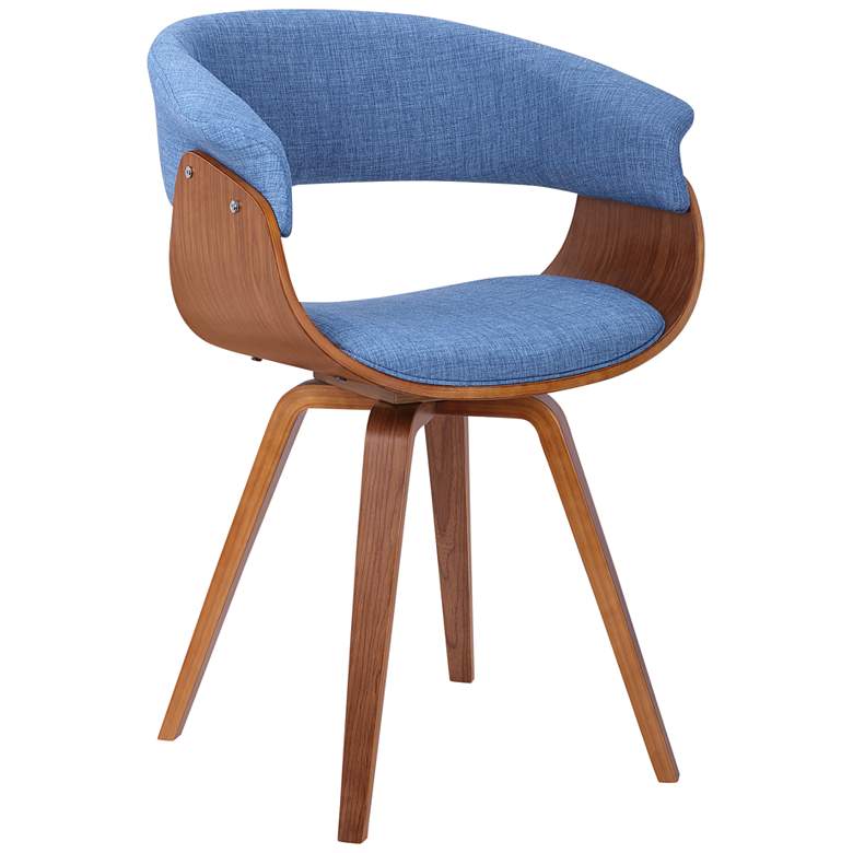 Image 2 Summer Blue Fabric and Walnut Wood Dining Chair