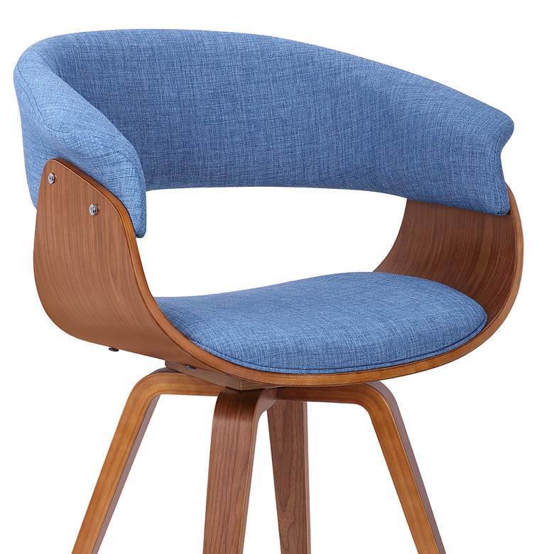 Image 3 Summer Blue Fabric and Walnut Wood Dining Chair more views