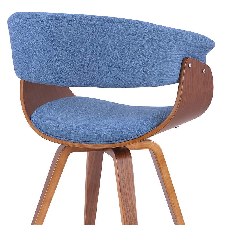 Image 5 Summer Blue Fabric and Walnut Wood Dining Chair more views