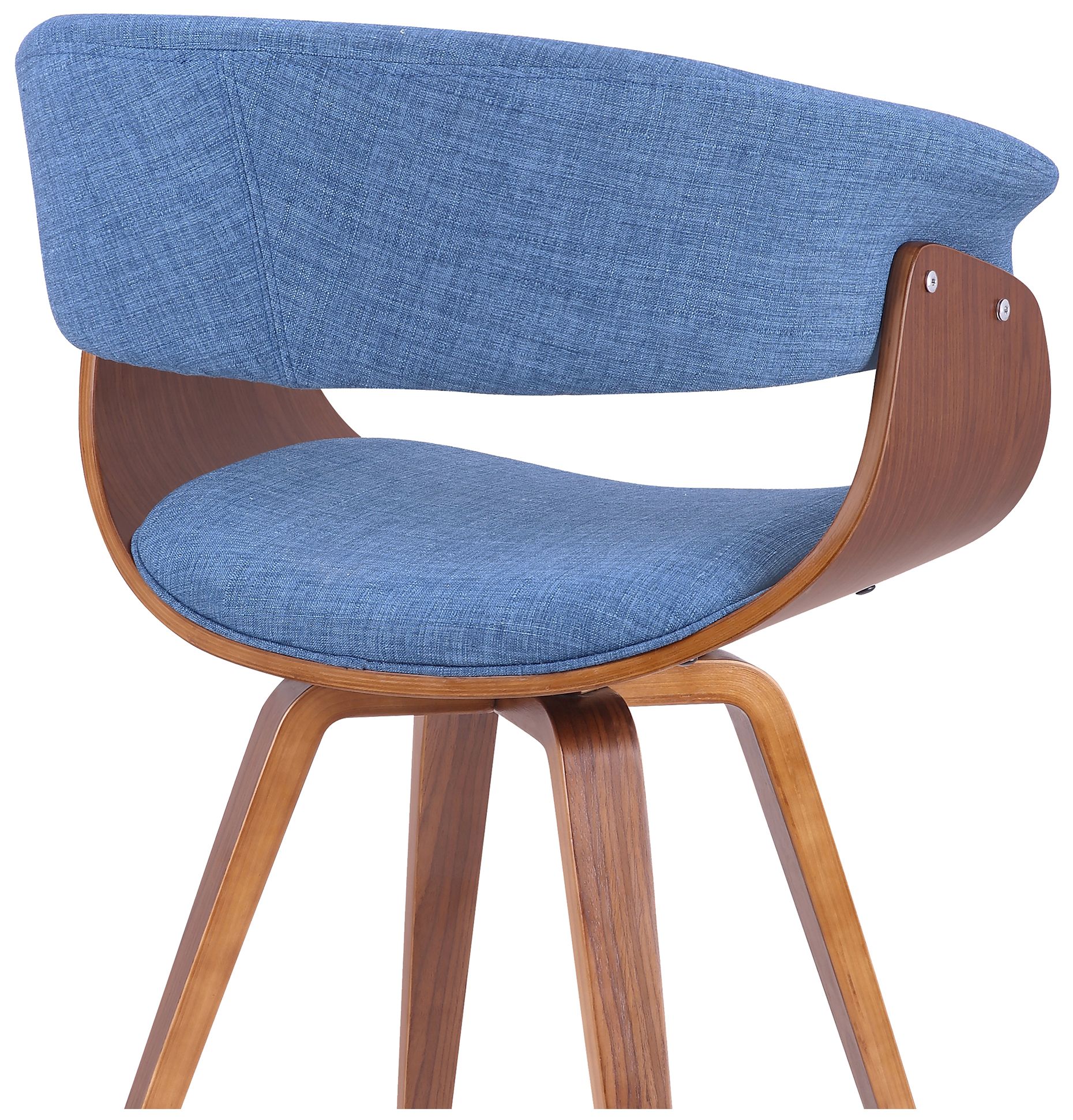 Image 6 Summer Blue Fabric and Walnut Wood Dining Chair more views