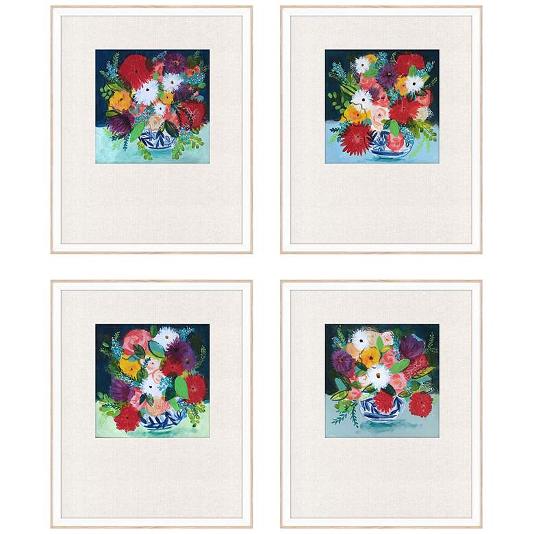 Image 3 Summer Bouquet 22" High 4-Piece Framed Wall Art Set