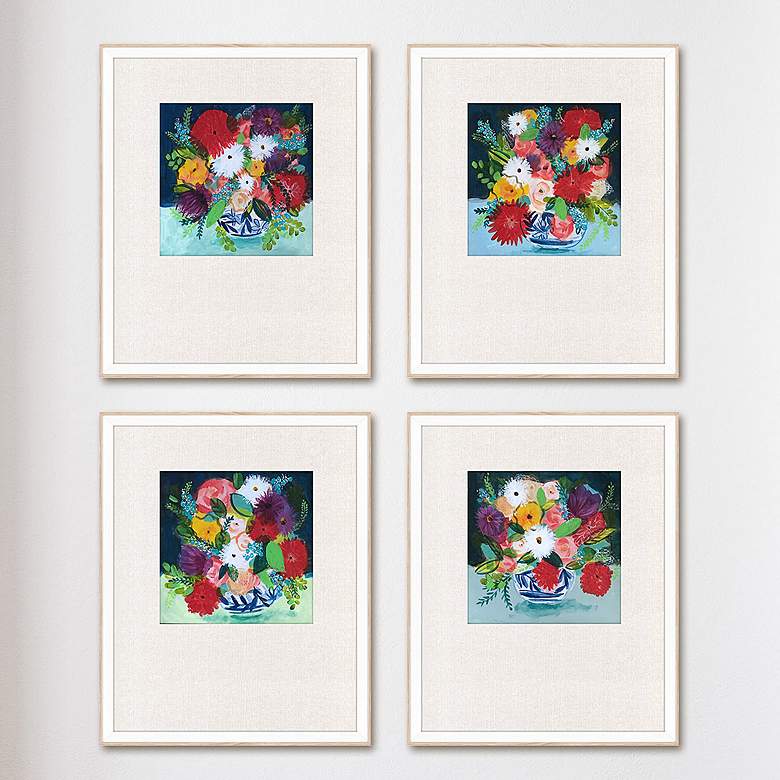 Image 2 Summer Bouquet 22" High 4-Piece Framed Wall Art Set