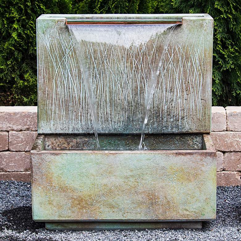 Image 1 Summer Breeze 33"H Relic Fumato LED Outdoor Wall Fountain