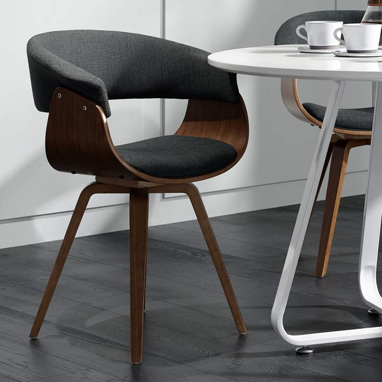 Image 2 Summer Charcoal Fabric and Walnut Wood Modern Dining Chair