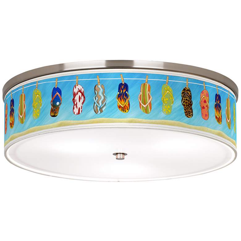 Image 1 Summer Flip-Flops Nickel 20 1/4" Wide Ceiling Light