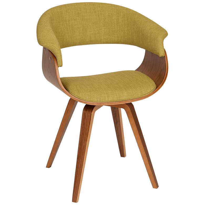 Image 2 Summer Green Fabric and Walnut Wood Dining Chair