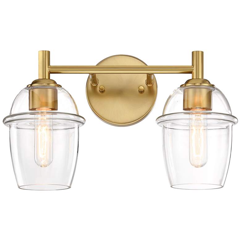 Image 1 Summer Jazz 16 in. 2-Light Brushed Gold Vanity Light with Clear Glass Shade