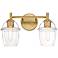 Summer Jazz 16 in. 2-Light Brushed Gold Vanity Light with Clear Glass Shade