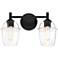 Summer Jazz 16 in. 2-Light Matte Black Vanity Light with Clear Glass Shades