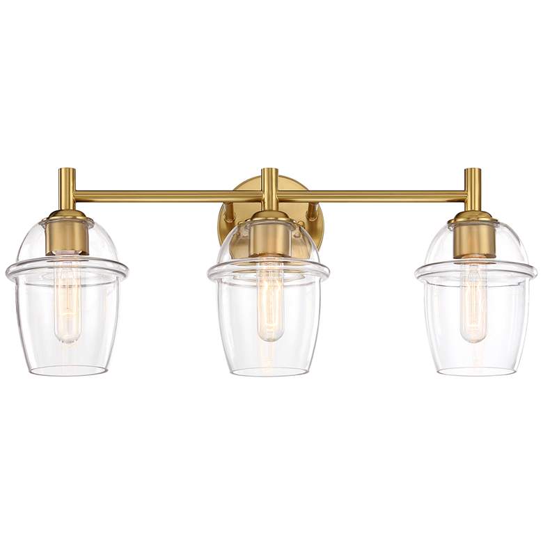 Image 1 Summer Jazz 24 in. 3-Light Brushed Gold Vanity Light with Clear Glass Shade