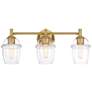 Summer Jazz 24 in. 3-Light Brushed Gold Vanity Light with Clear Glass Shade