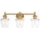 Summer Jazz 24 in. 3-Light Brushed Gold Vanity Light with Clear Glass Shade