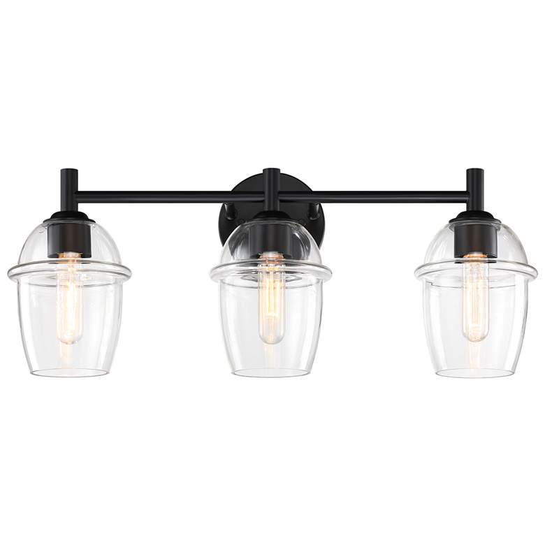 Image 1 Summer Jazz 24 in. 3-Light Matte Black Vanity Light with Clear Glass Shades