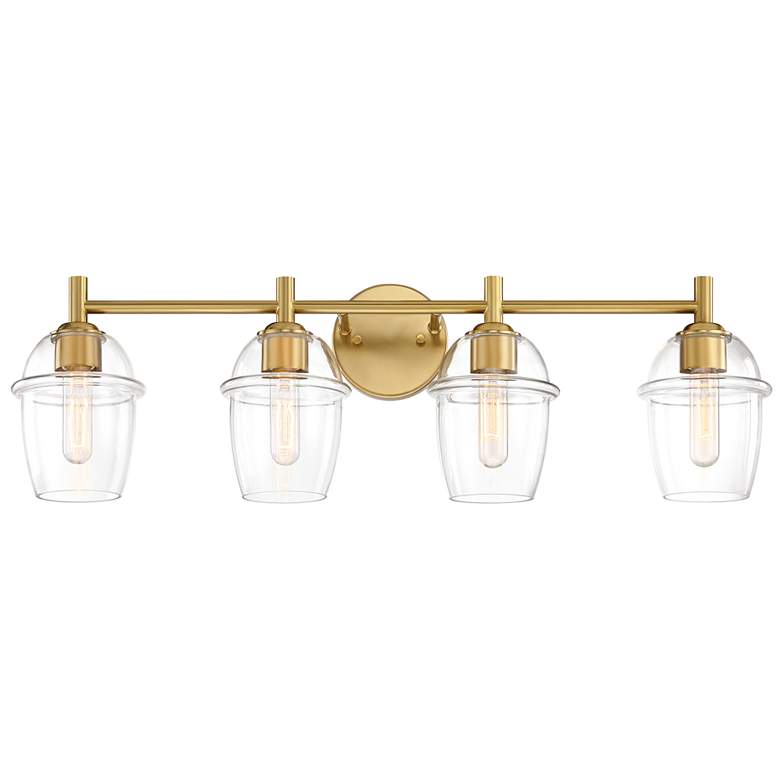 Image 1 Summer Jazz 32 in. 4-Light Brushed Gold Vanity Light with Clear Glass Shade
