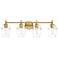Summer Jazz 32 in. 4-Light Brushed Gold Vanity Light with Clear Glass Shade