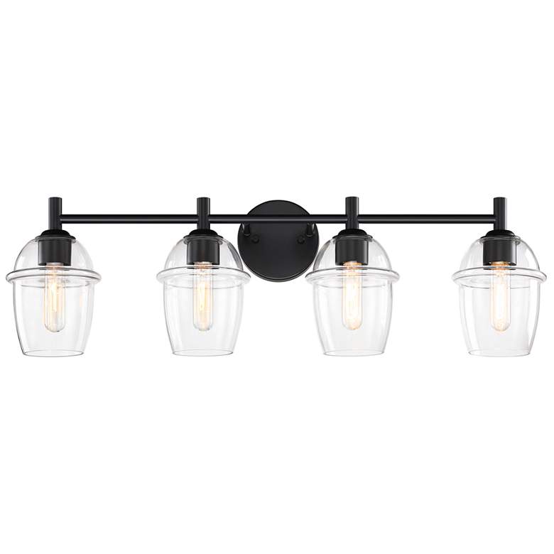 Image 1 Summer Jazz 32 in. 4-Light Matte Black Vanity Light with Clear Glass Shades