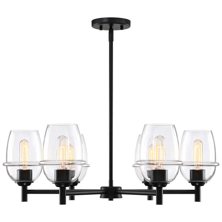 Image 1 Summer Jazz 6-Light Matte Black Transitional Shaded Chandelier