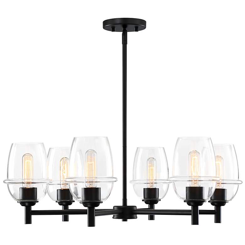 Image 3 Summer Jazz 6-Light Matte Black Transitional Shaded Chandelier more views