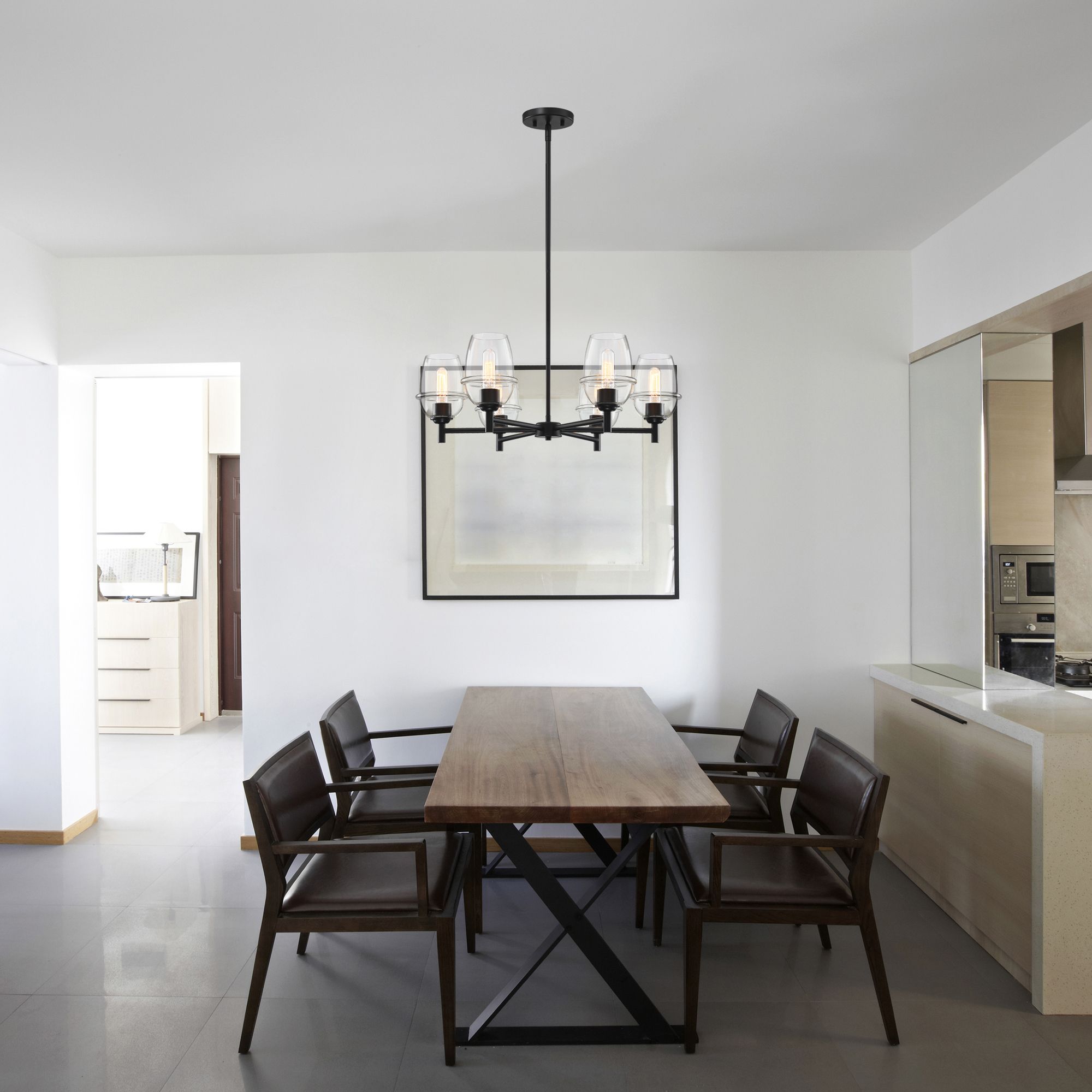 Summer Jazz 6-Light Matte Black Transitional Shaded Chandelier