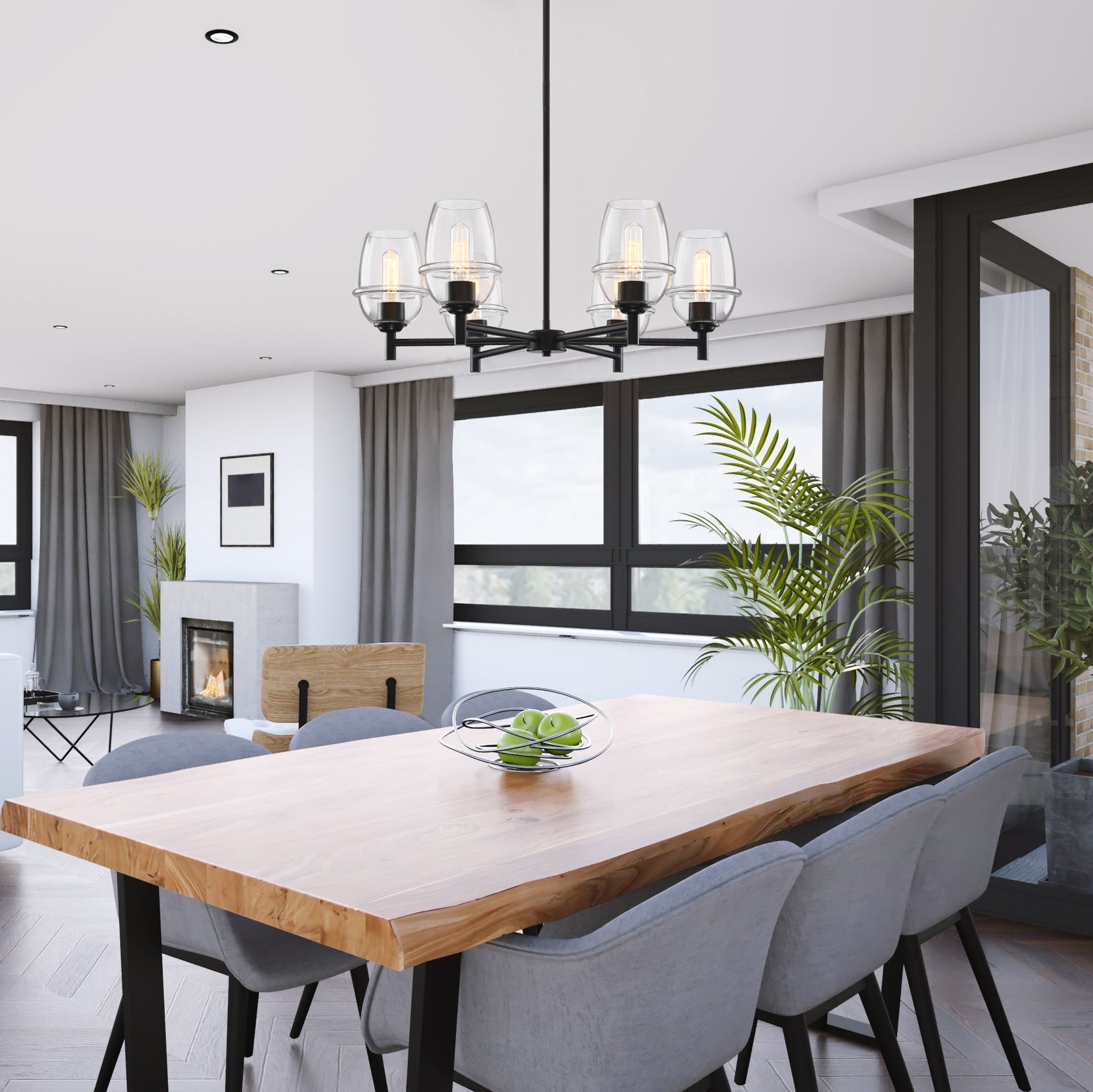 Summer Jazz 6-Light Matte Black Transitional Shaded Chandelier