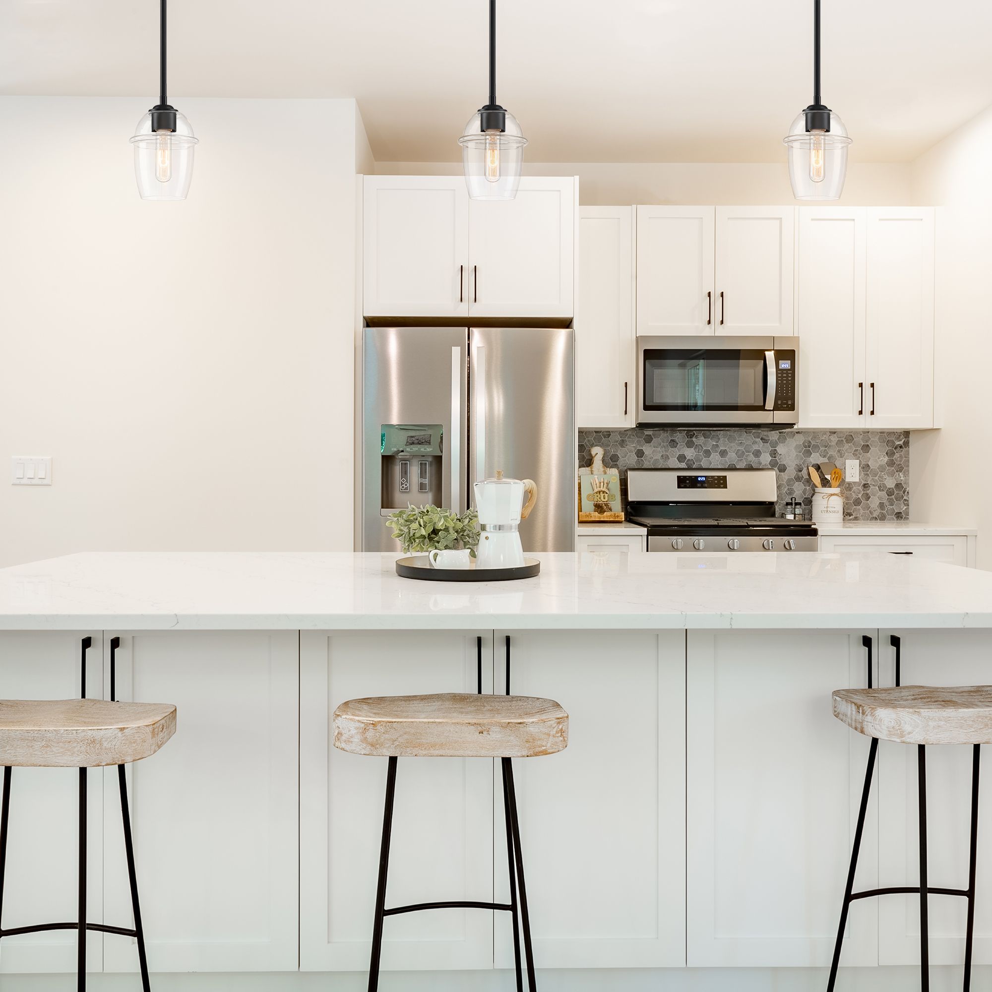 Summer Jazz 60 Watt 1-Light Matte Black Transitional Pendant Light