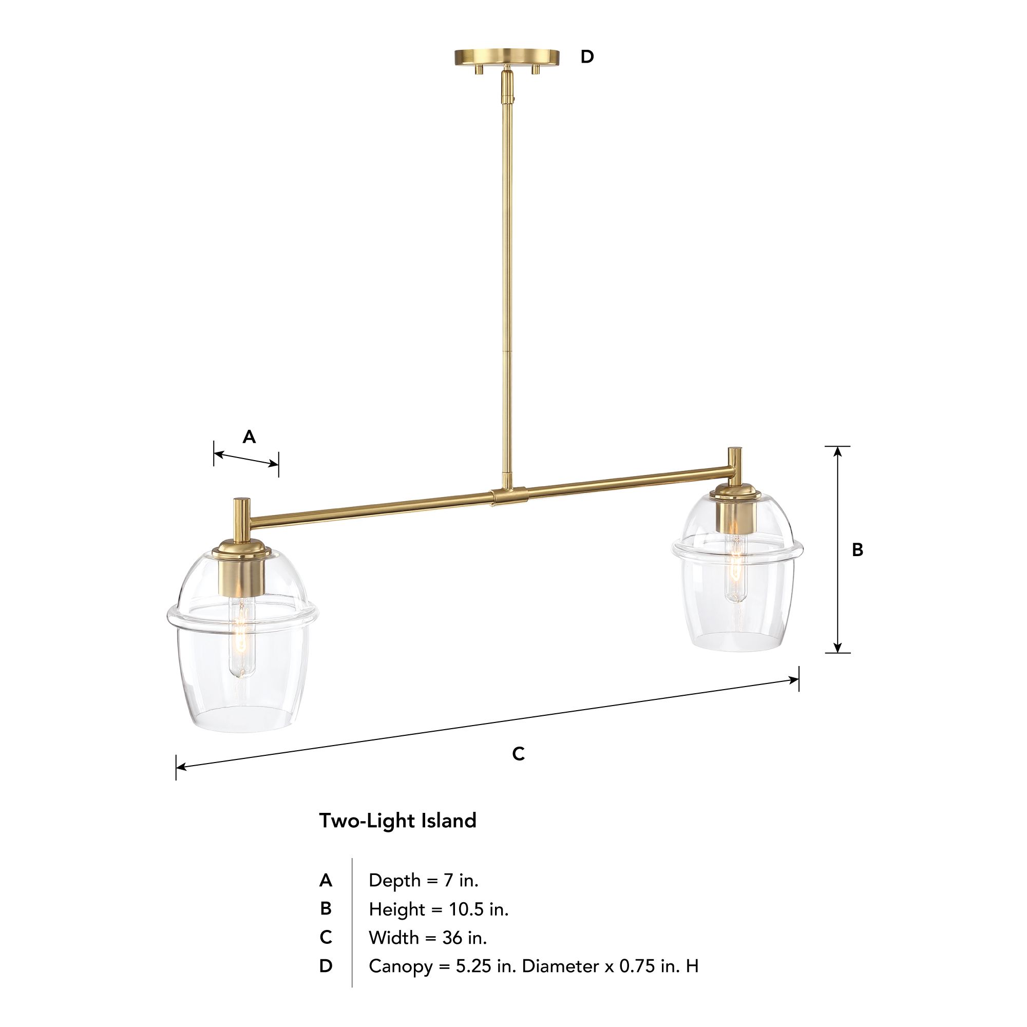 Image 7 Summer Jazz 60 Watt 2-Light Brushed Gold Transitional Island Light more views