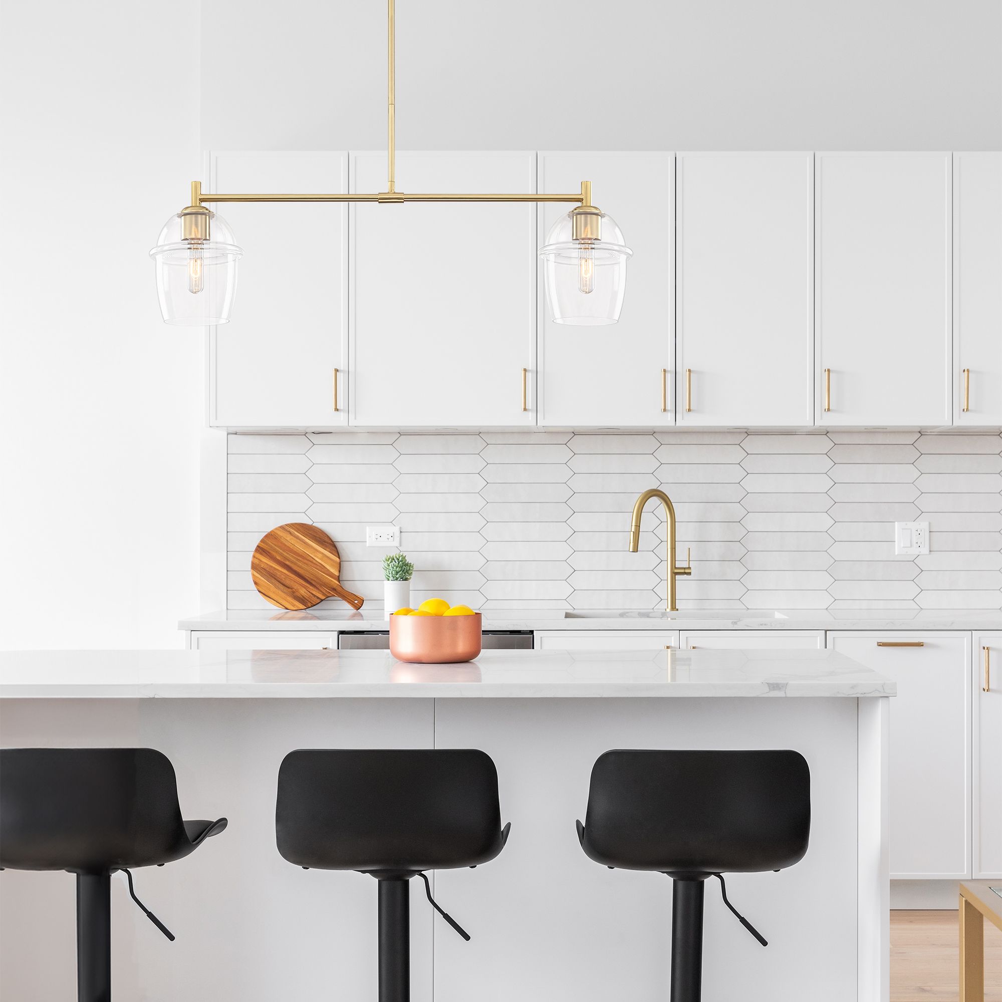 Summer Jazz 60 Watt 2-Light Brushed Gold Transitional Island Light