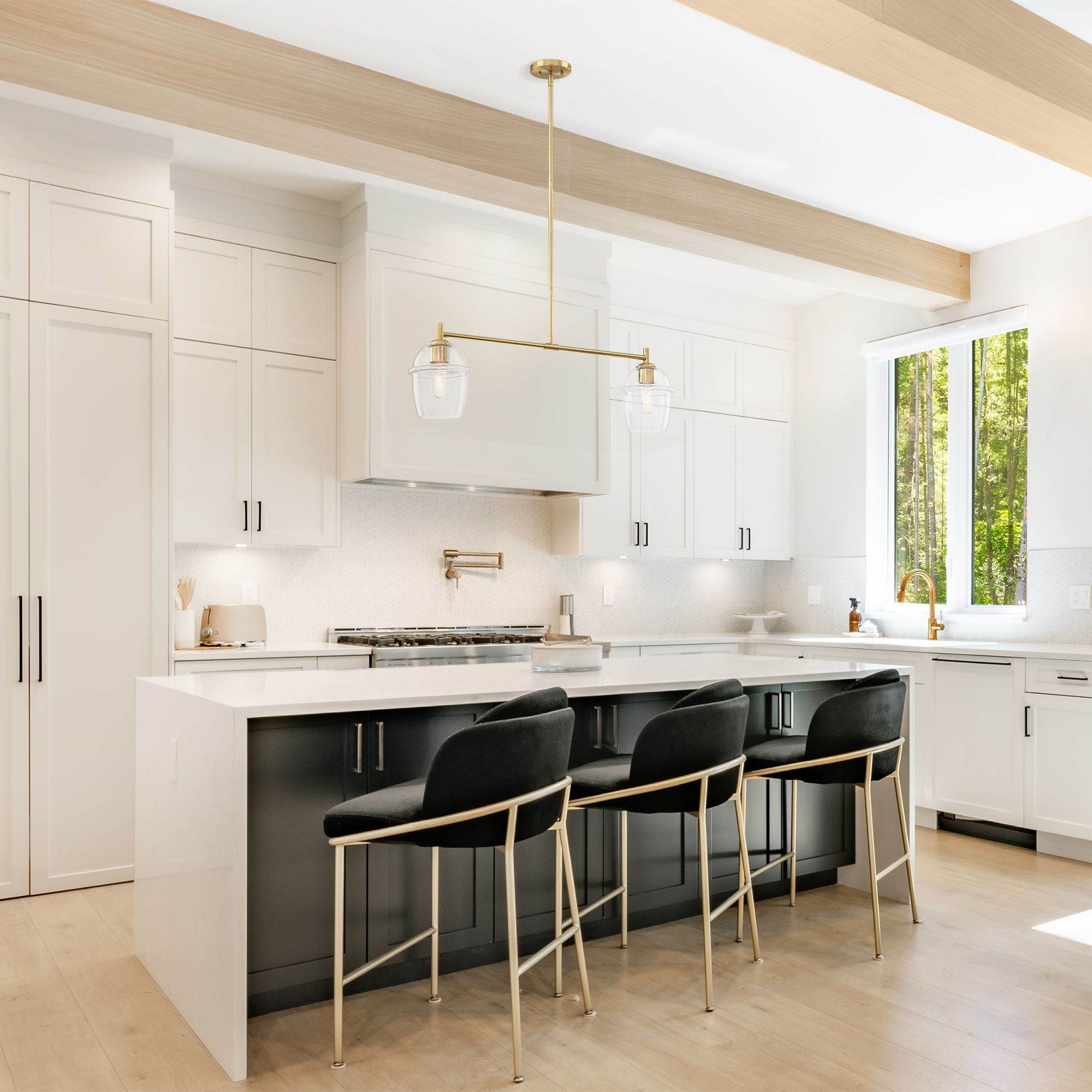 Summer Jazz 60 Watt 2-Light Brushed Gold Transitional Island Light