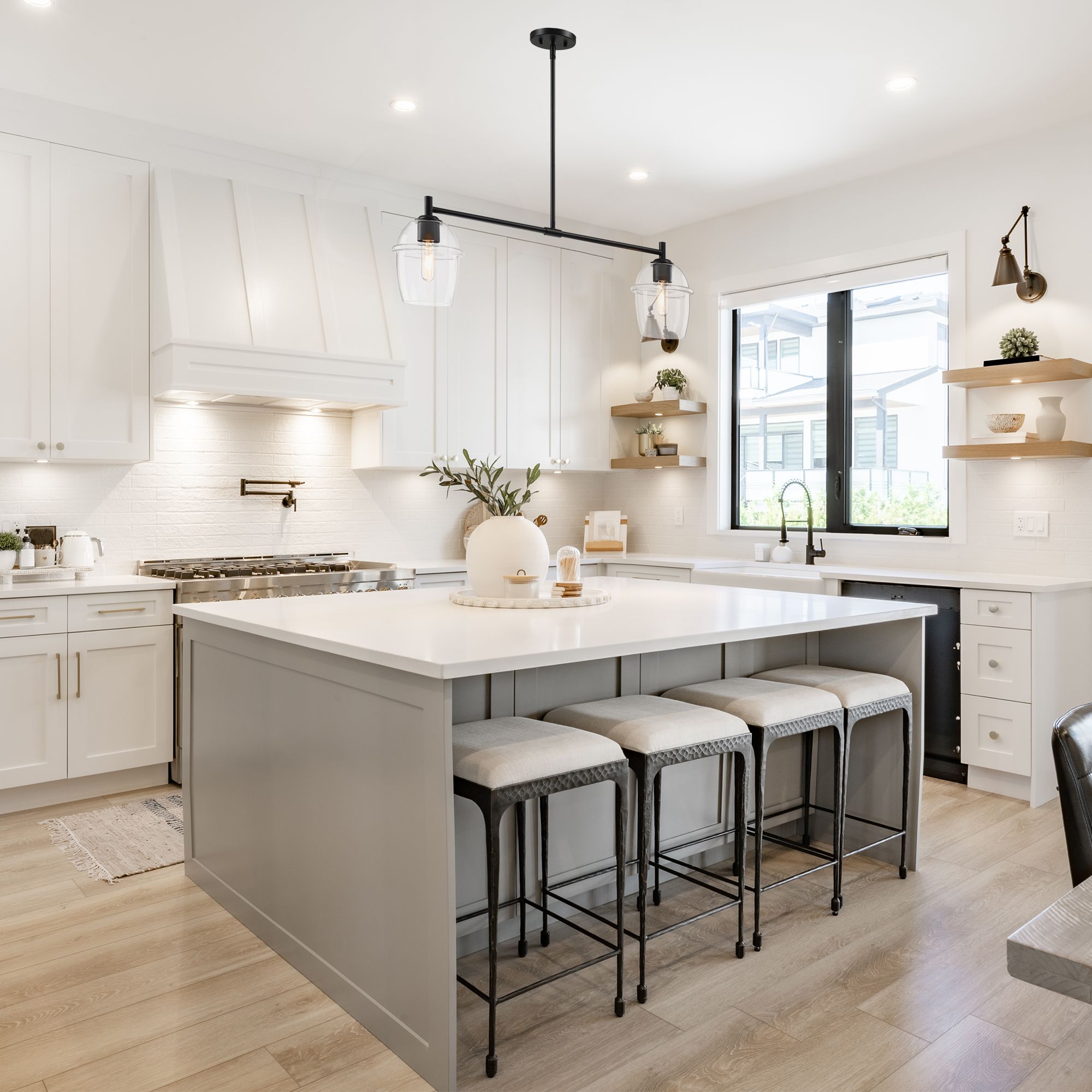 Summer Jazz 60 Watt 2-Light Matte Black Transitional Island Light